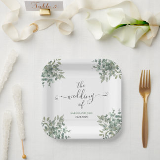 Plato De Papel Eucalyptus Boda