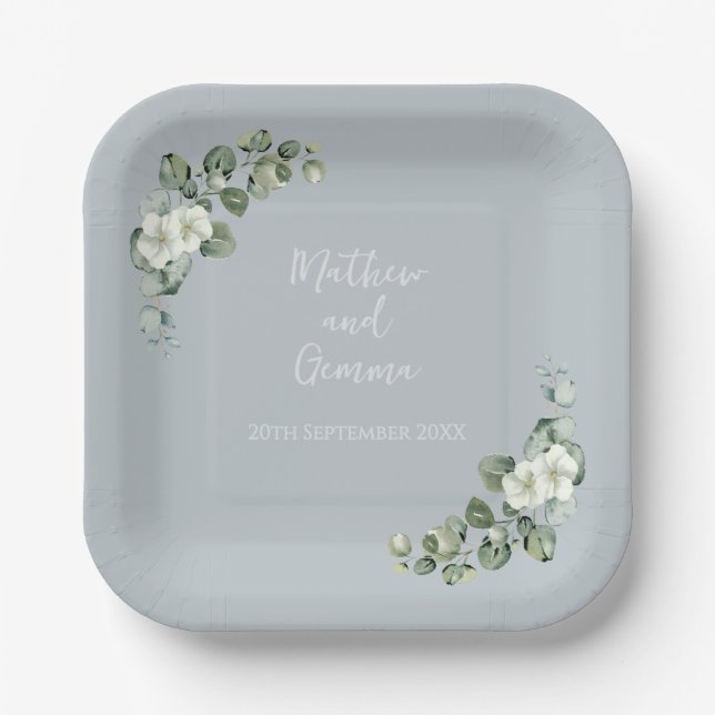 Plato De Papel ~Eucalyptus Boda 7" (Anverso)