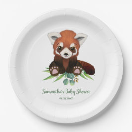 Plato De Papel Eucalyptus Cute Red Panda Bear Baby Shower