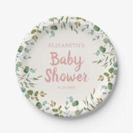 Plato De Papel Eucalyptus deja Baby Shower Chica