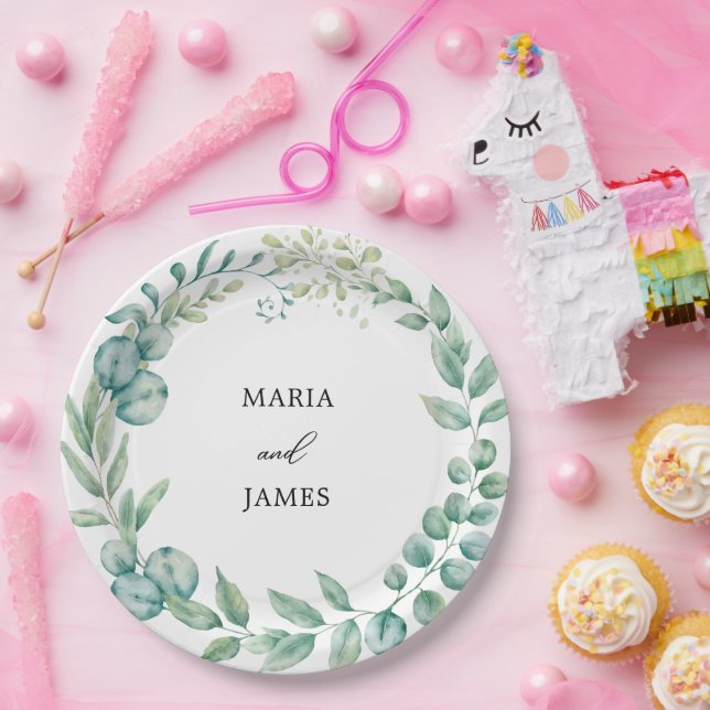 Plato De Papel Eucalyptus deja Boda (Fiesta)