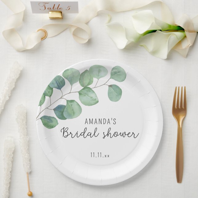 Plato De Papel Eucalyptus - ducha de novia (Boda)