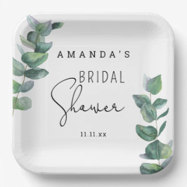 Plato De Papel Eucalyptus - ducha de novia