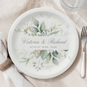 Plato De Papel Eucalyptus Elegante Boda Botánico