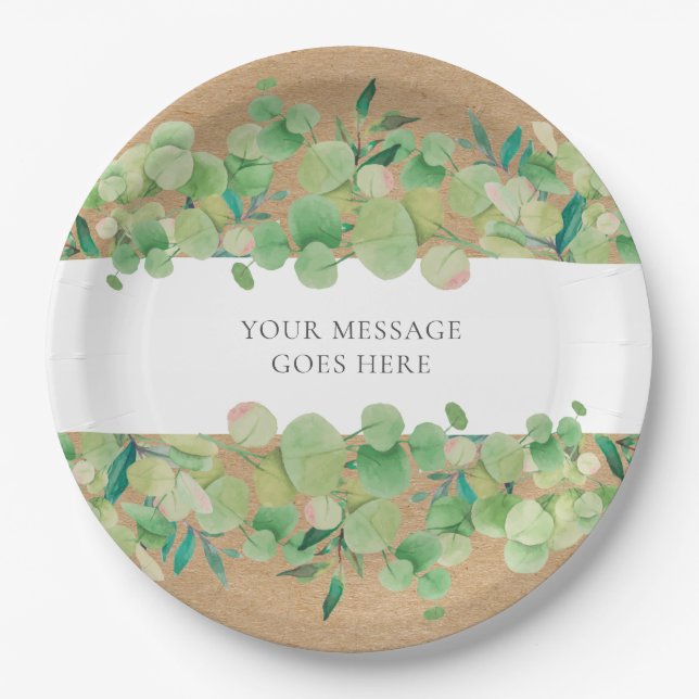 Plato De Papel Eucalyptus Floral (Anverso)