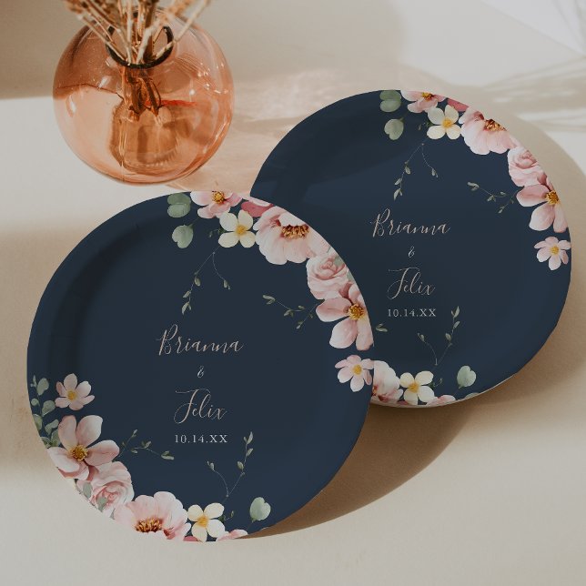 Plato De Papel Eucalyptus Garden Rosa Torta Boda Floral (Subido por el creador)
