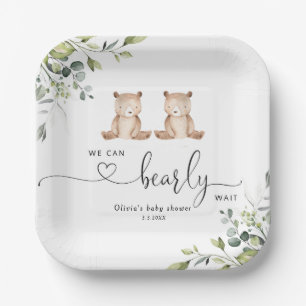 Plato De Papel Eucalyptus gemelos lleva una ducha de bebé