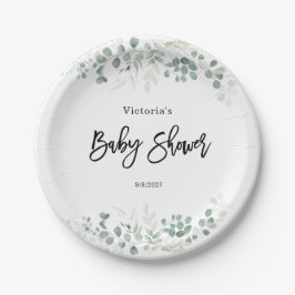 Plato De Papel Eucalyptus Greenery Baby Shower