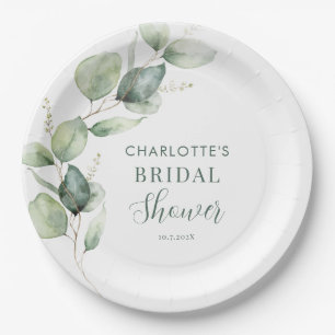 Plato De Papel Eucalyptus Greenery Botanical Bridal Shower