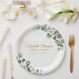Plato De Papel Eucalyptus Greenery Elegant Bridal Shower