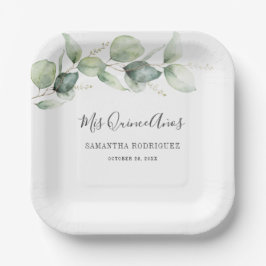 Plato De Papel Eucalyptus Greenery Quinceanera 15º cumpleaños