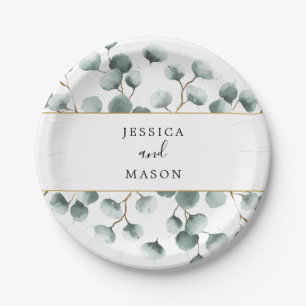 Plato De Papel Eucalyptus Greenery Wedding Ducha Placa de papel