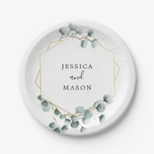 Plato De Papel Eucalyptus Greenery Wedding Ducha Placa de papel