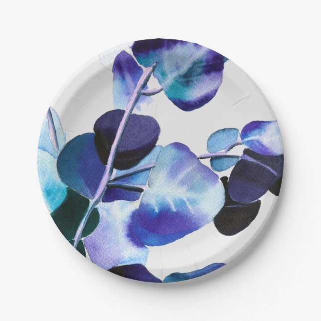 Plato De Papel Eucalyptus Gum Leaves acuáticas (Anverso)