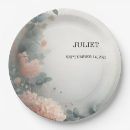 Plato De Papel Eucalyptus Lace Tulle Dusty Blue Bridal Shower