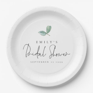 Plato De Papel Eucalyptus Moderno Nombre Fecha Despedida de Solte