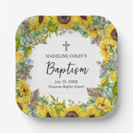 Plato De Papel Eucalyptus Palm Boho Square Baptism