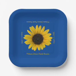 Plato De Papel Evento azul personalizado de girasol