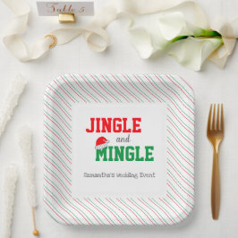 Plato De Papel Evento Boda de Navidades Jingle y Mingle