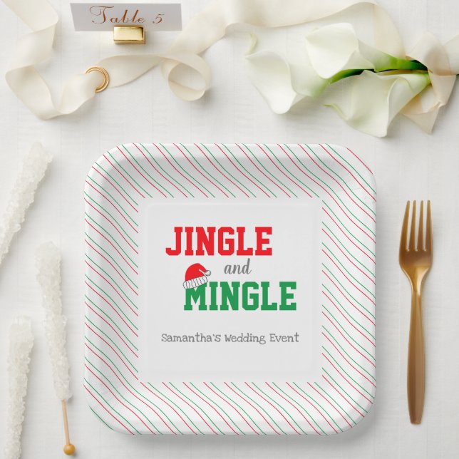 Plato De Papel Evento Boda de Navidades Jingle y Mingle (Boda)