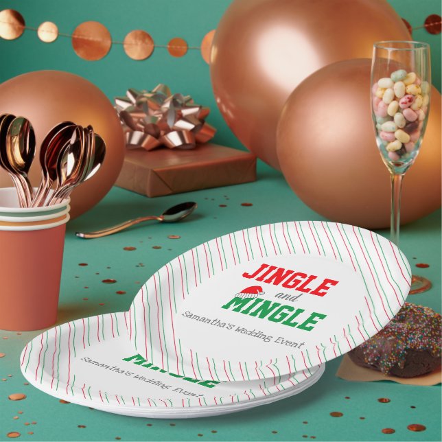 Plato De Papel Evento Boda de Navidades Jingle y Mingle (Multi)
