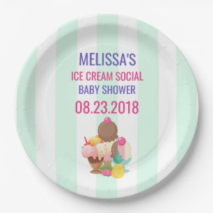 Plato De Papel Evento de Baby Shower social de Ice Cream