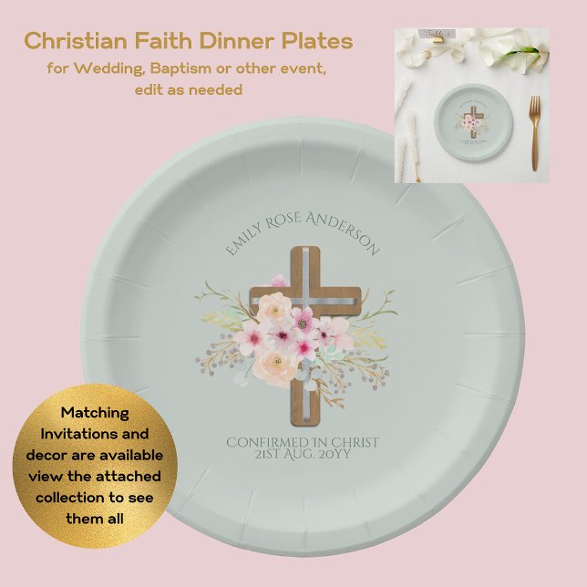 Plato De Papel Evento de confirmación Cruz floral personalizada (Subido por el creador)