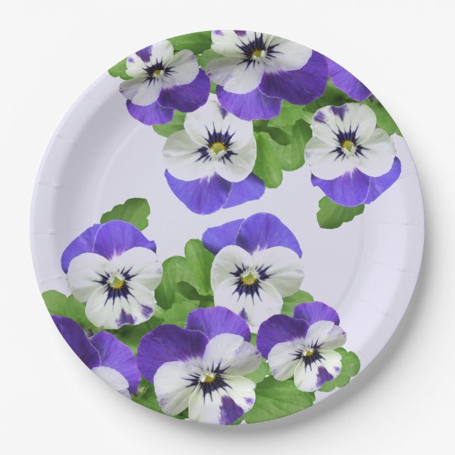 Plato De Papel Evento de flores de jardín de almuerzo de violeta  (Anverso)