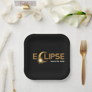 Plato De Papel Evento estadounidense Eclipse solar 3/29/2025 Café