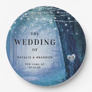 Plato De Papel Evermore   Bosque lechero encantado   Boda azul