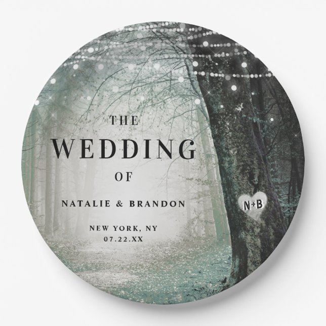 Plato De Papel Evermore | Bosque lechero encantado | Boda Moss (Anverso)