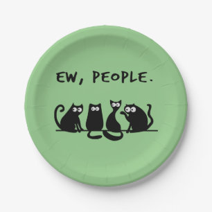 Plato De Papel Ew People Funny Meowy Gatos Negros
