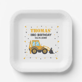 Plato De Papel Excavator Construction Birthday Paper Plates