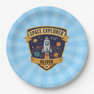 Plato De Papel Explorador Espacial del Futuro
