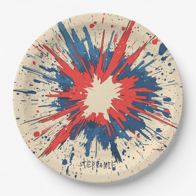 Plato De Papel Explosión de arte pop de estilo cómico (5) (Anverso)