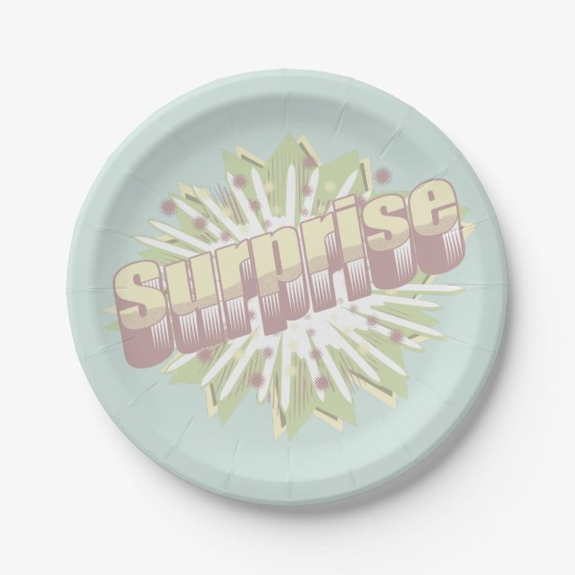 Plato De Papel Explosión de onomatopoyía de sorpresa (Anverso)