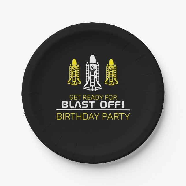 Plato De Papel ¡Explosión! Traslados espaciales, cumpleaños (Anverso)