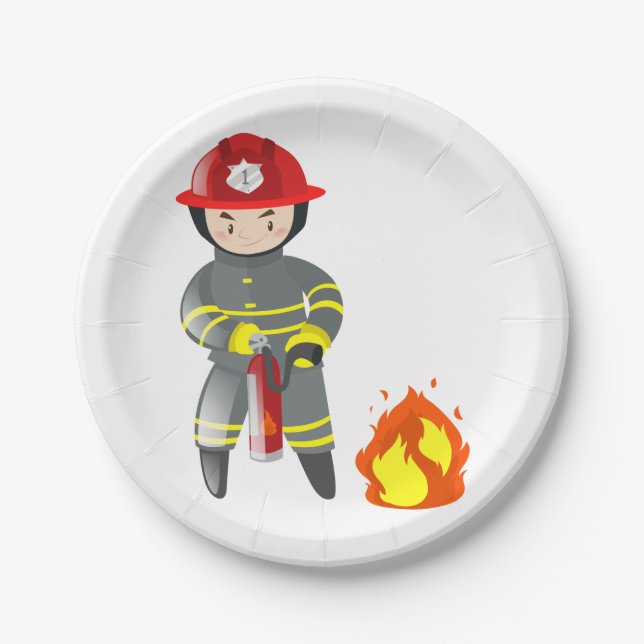 Plato De Papel Extinguidor de bomberos (Anverso)