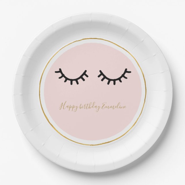 Plato De Papel Eyelashes negros (Anverso)