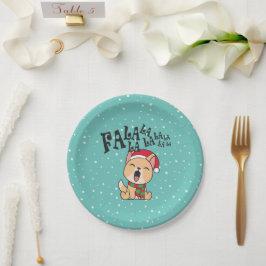 Plato De Papel Fa La La La La Navidades Canto de Perro | Placa de