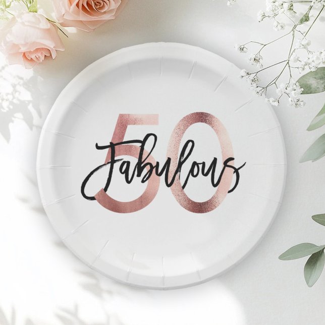 Plato De Papel Fabuloso 50.º | Aniversario de Oro Moderno Elegant (Subido por el creador)