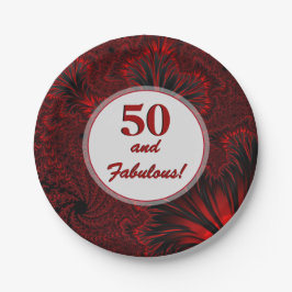 Plato De Papel Fabuloso 50 Glamoroso brillante cumpleaños fractal