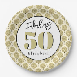 Plato De Papel Fabuloso 50 Placa de papel de cumpleaños dorado