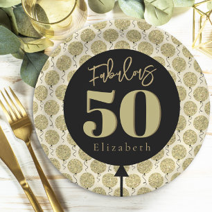 Plato De Papel Fabuloso 50 Placa de papel de cumpleaños dorado