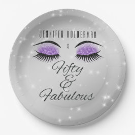 Plato De Papel Fabuloso 50 Placas de papel de vidrio morado negro