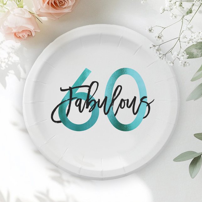Plato De Papel Fabuloso 60.º | Aniversario verde Verde azulado el (Subido por el creador)