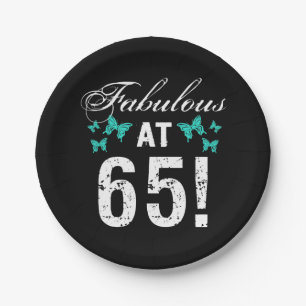 Plato De Papel Fabuloso cumpleaños número 65 para ella