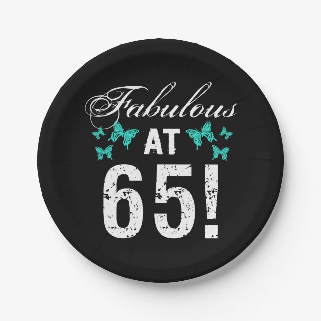 Plato De Papel Fabuloso cumpleaños número 65 para ella (Anverso)