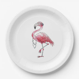 Plato De Papel Fabuloso Flamingo