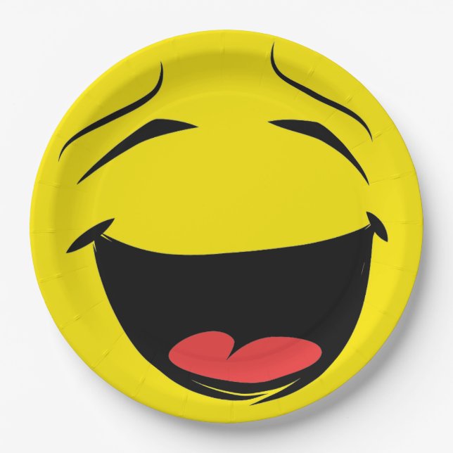 Plato De Papel Face Laughing Emoticon Birthday Party (Anverso)